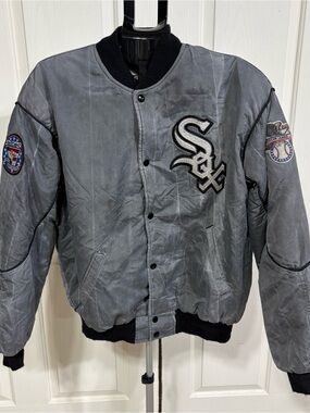 Vintage Chicago White Sox 90s Starter Mineral Wash Pinstripe Jacket USA Large